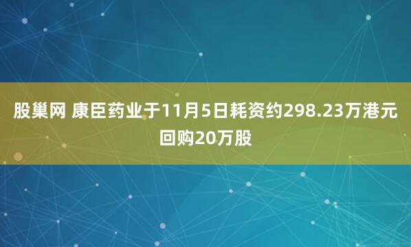 股巢网 康臣药业于11月5日耗资约298.23万港元回购20万股