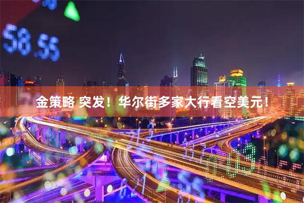 金策略 突发！华尔街多家大行看空美元！
