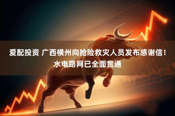 爱配投资 广西横州向抢险救灾人员发布感谢信！水电路网已全面贯通
